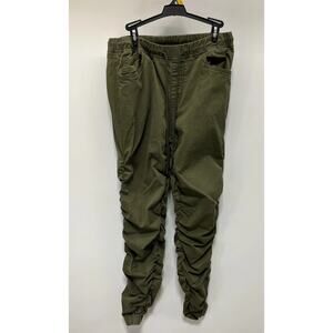 American Bazi Pull On Jogger Pants Large Ruching Skinny Stretch Pockets Green